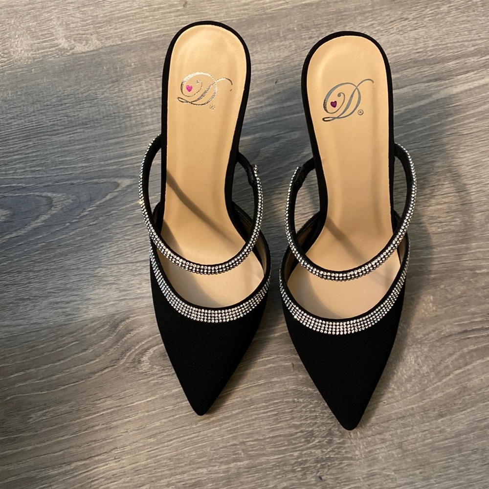 Brand new rhinestone black heels! Have box!